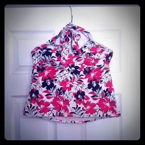 Catalina floral halter top swimsuit top